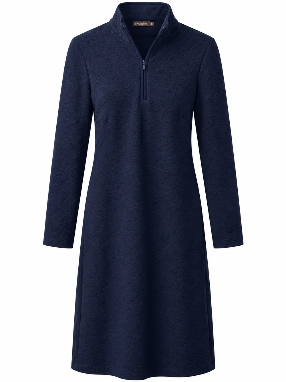 J.McLaughlin Navy Blue Textured Jacquard Quarter-Zip Dress Size Small